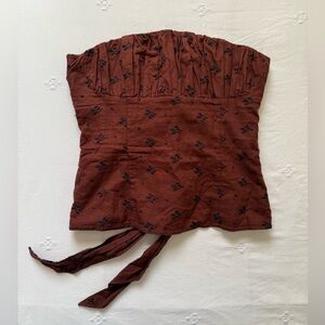 Anthropologie Odille Brown Corset Top Bustier Size 6 Vintage Y2K